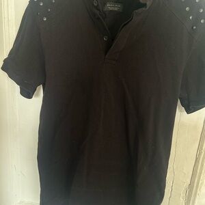 Zara Black Polo with Studded Shoulders